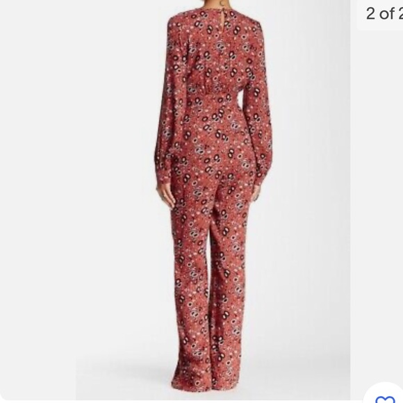 Free People Anthropologie Some like it hot floral 1 piece rust vintage jumpsuit - Picture 2 of 10